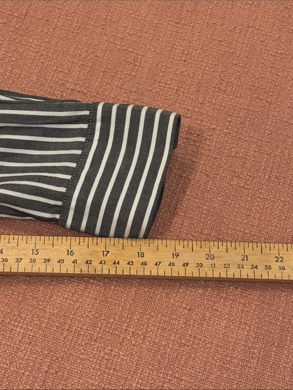 Black White Striped Shirt Dress - midi with fabric belt - Picture 11 of 16
